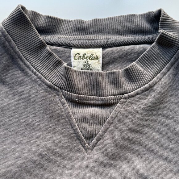 Cabelas Mens Short Sleeve Sweatshirt XL Gray 100% Cotton Crew Neck Vintage - Picture 4 of 7